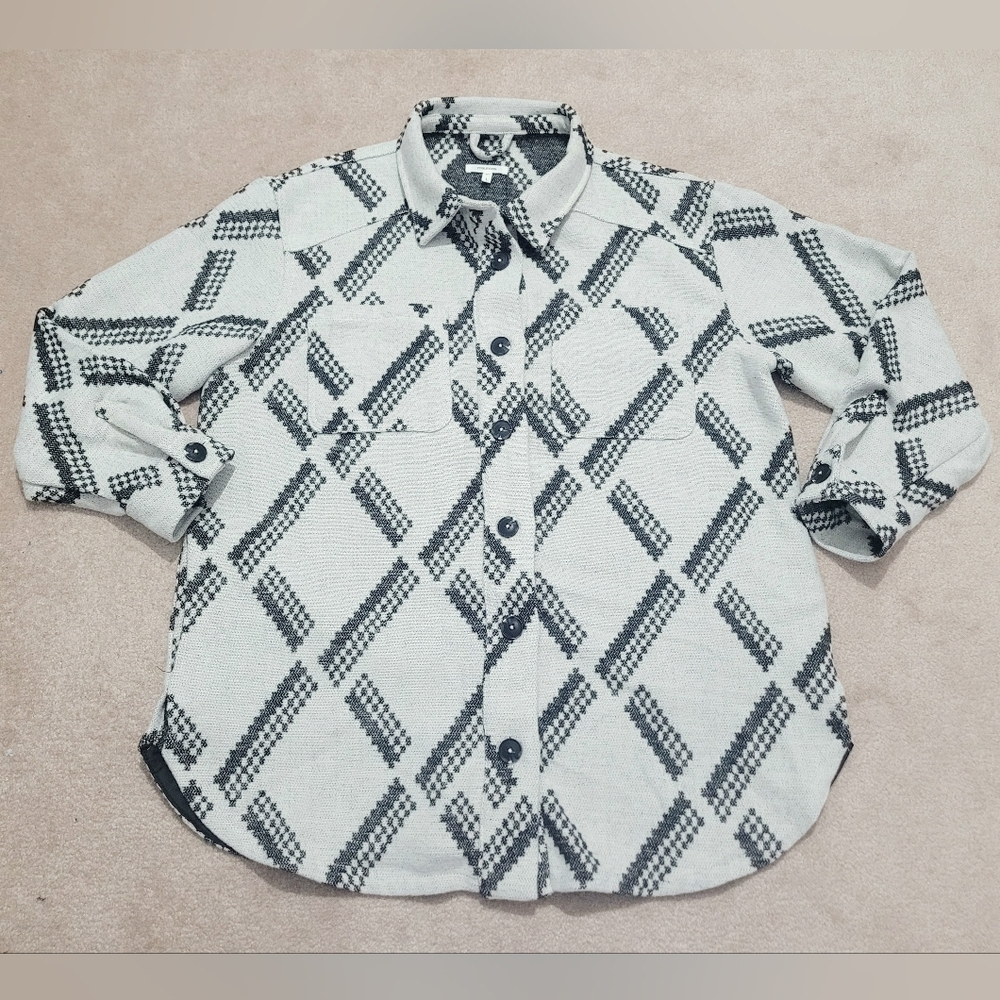 Maurices Aztec Shacket Jacket Women’s Large Cream Black Western Boho Wool Blend - Picture 14 of 14